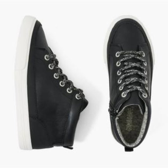 Gymboree Black Leather High Top Sneakers - Picture 1 of 8